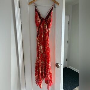 Free People Red Floral Midi Dress
